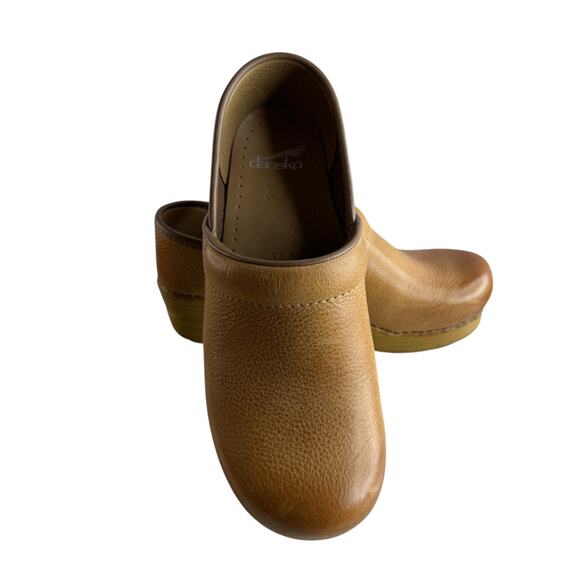 Dansko Professional Brown Grain Leather Clog Shoes Size 7 Cottagecore Prairie - Picture 8 of 12